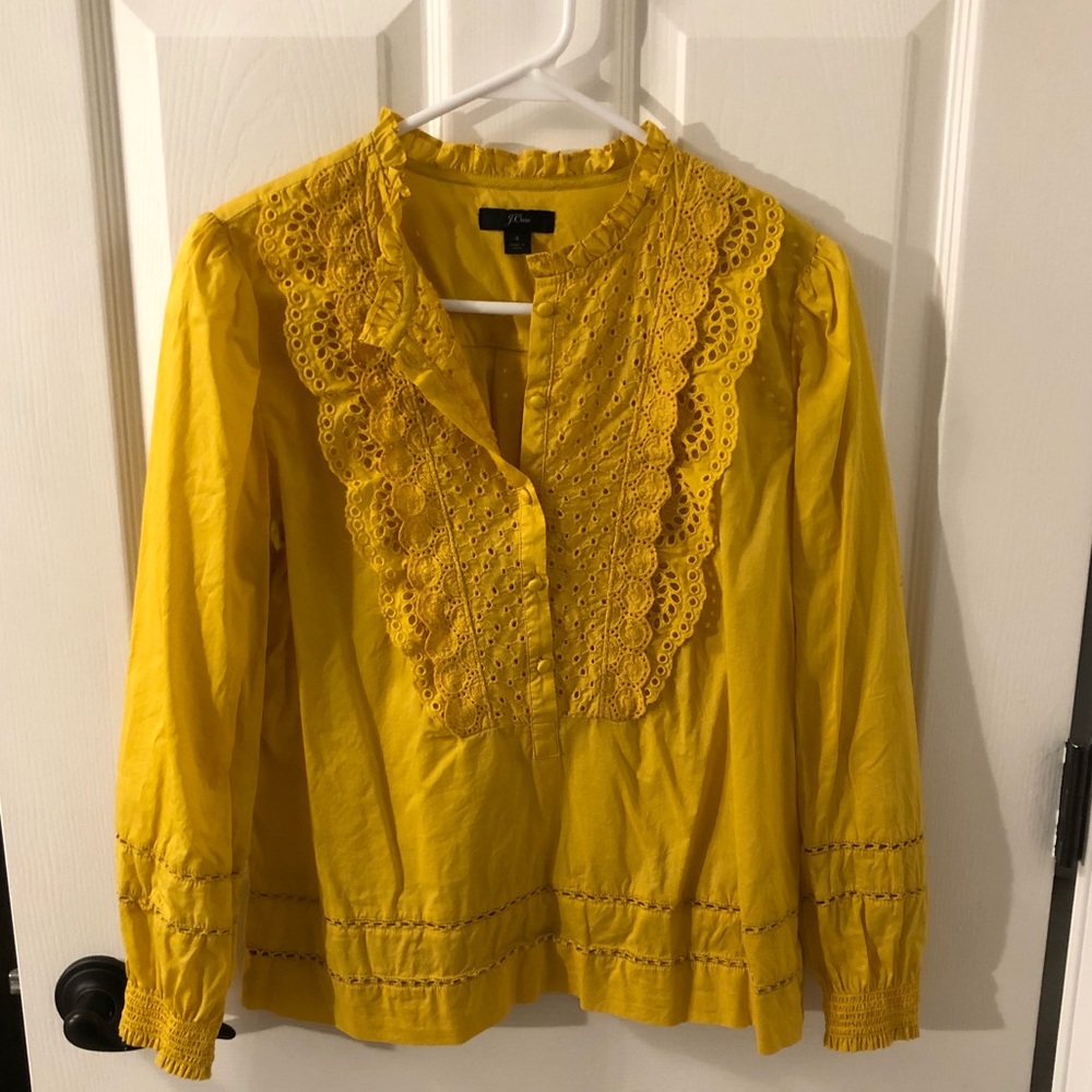 J.crew ruffle-neck eyelet top